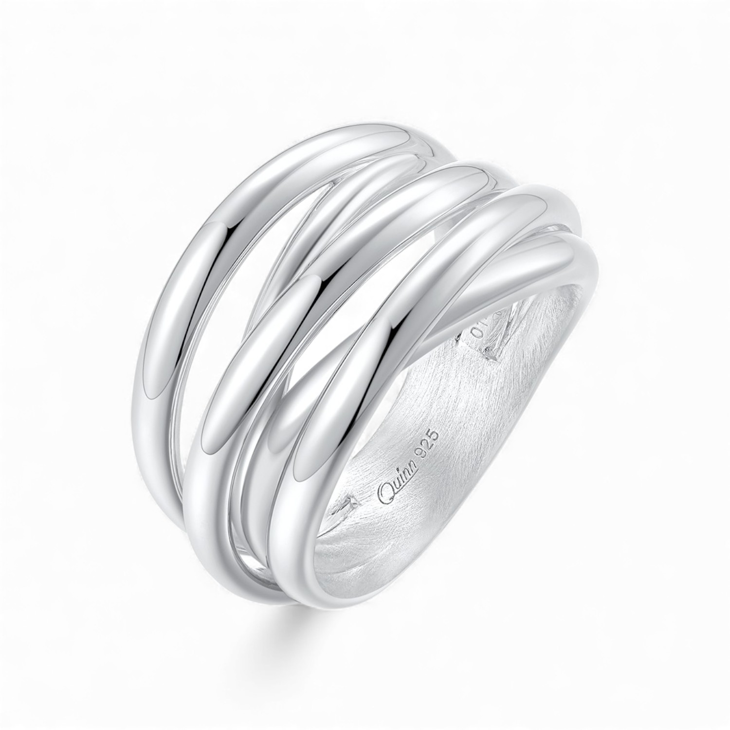 Quinn Damen Ring 5-fach aus 925 Silber, silberfarben, Größe 56, 13,7x4,8mm