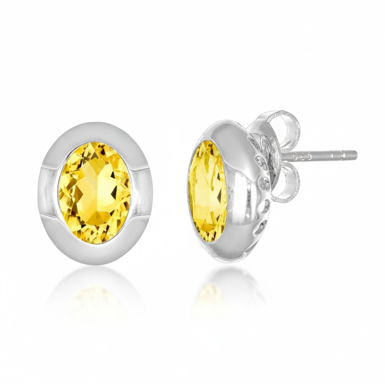Quinn Ohrstecker Damen aus 925 Silber mit Citrin, silberfarben und gelb, 11,5x5mm Schmuck für besondere