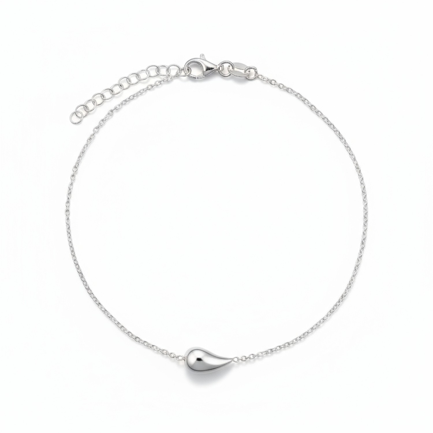 Quinn Fusskette Tropfen aus 925 Silber für Damen, 22+3cm, silberfarben, elegantes Fußschmuck-Design