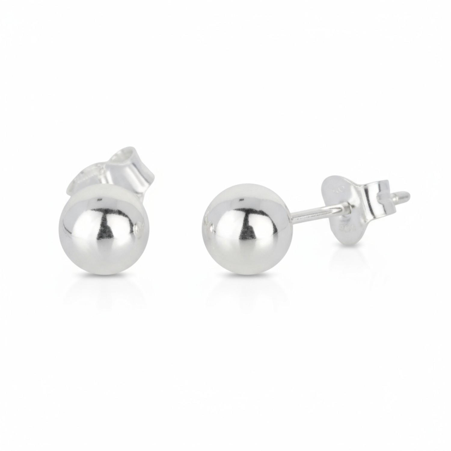 Quinn Ohrstecker Kugel 6mm aus 925 Silber für Damen, eleganter Ohrschmuck in Silberfarben