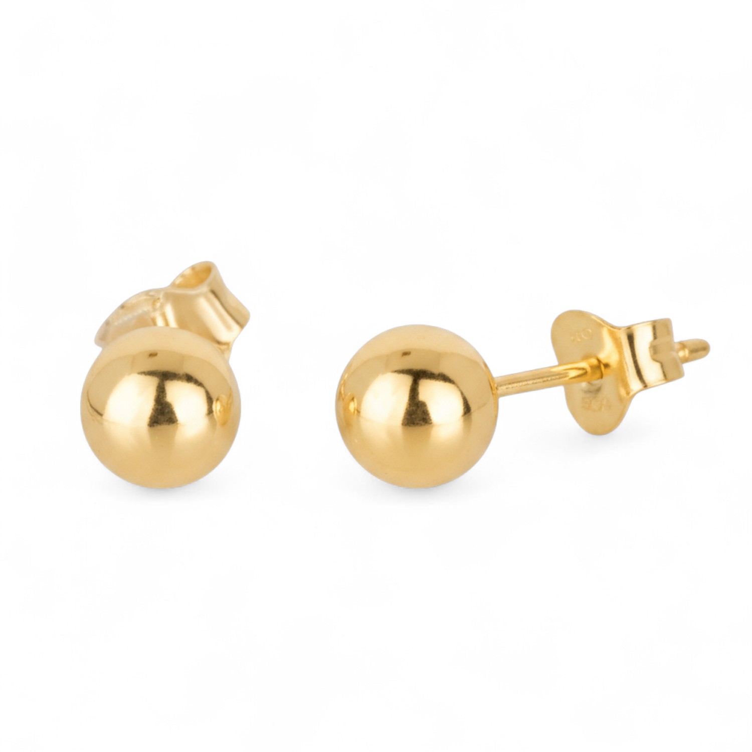 Quinn Ohrstecker Kugel 6mm vergoldet aus 925 Silber für Damen - eleganter Ohrschmuck in Goldfarben