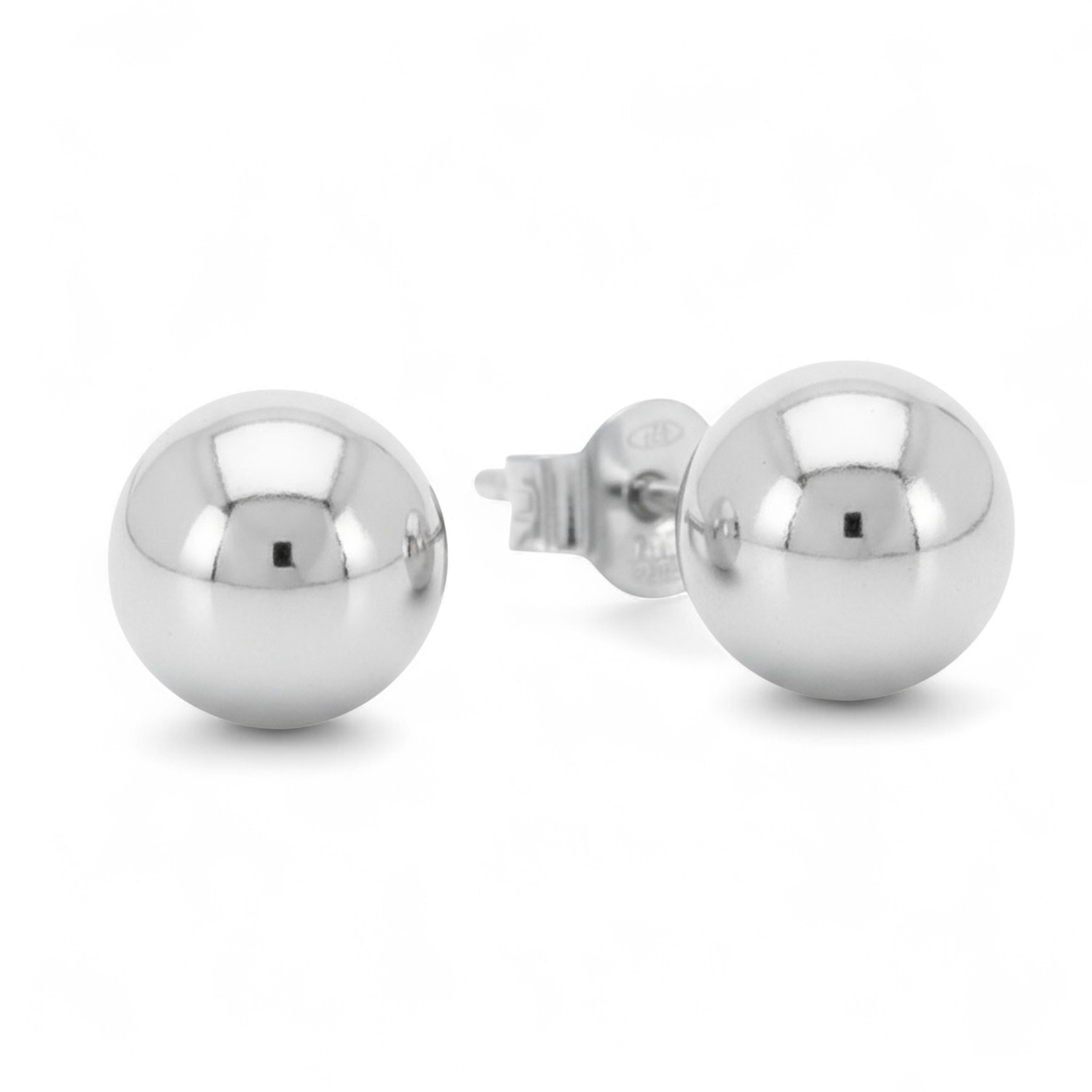 Quinn Ohrstecker Kugel 8mm aus 925 Silber für Damen, eleganter Ohrschmuck in Silberfarben