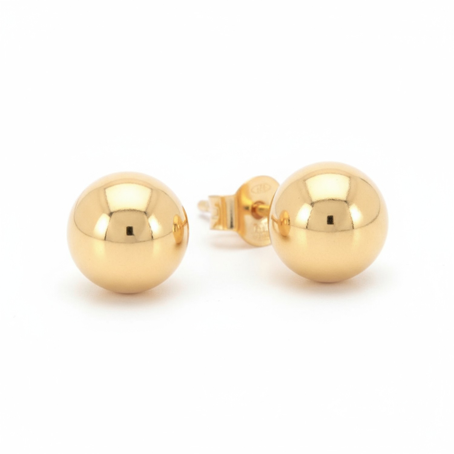 Quinn Ohrstecker Kugel 8mm vergoldet aus 925 Silber für Damen - eleganter Ohrschmuck in Goldfarben