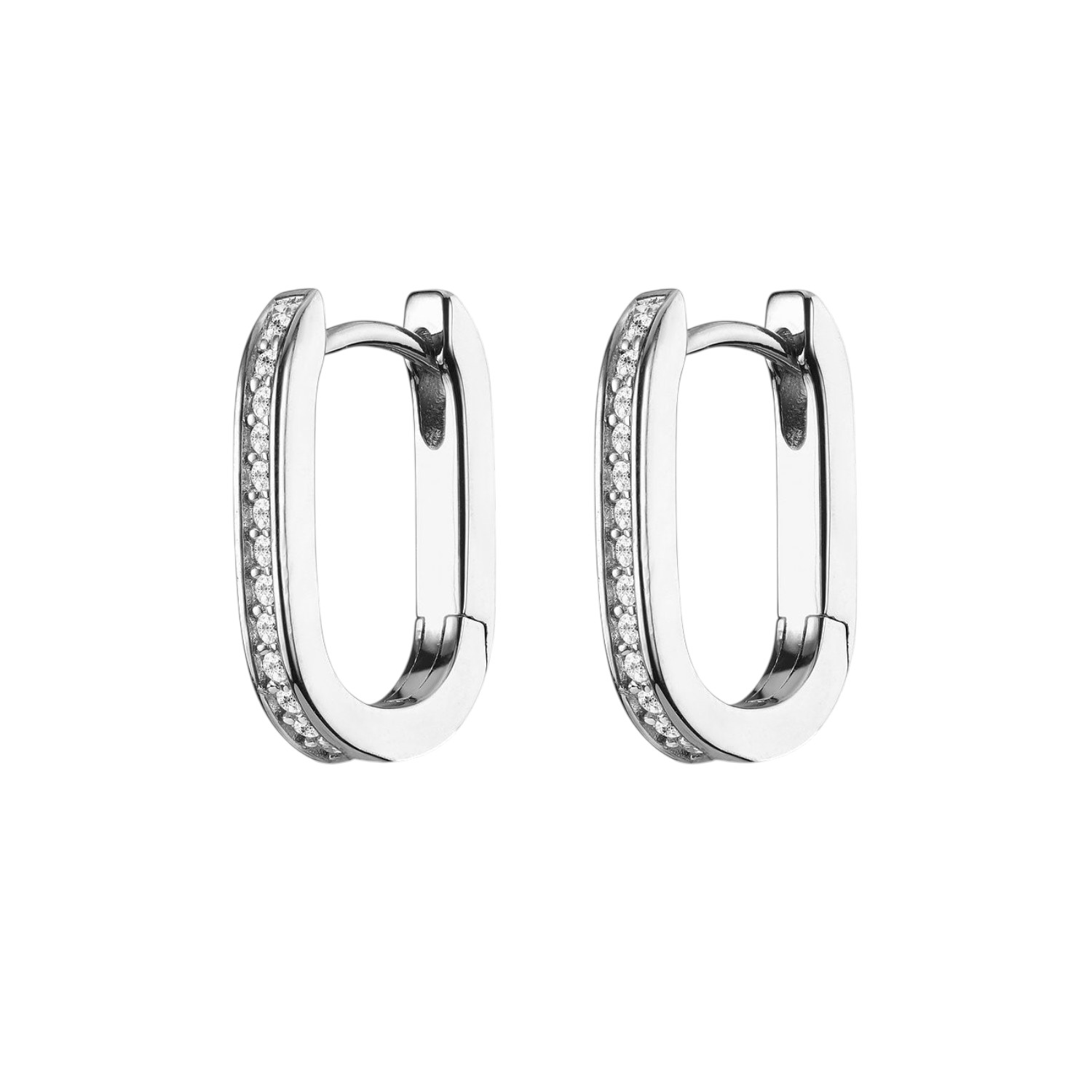 JETTE Creolen LUNA aus 925 Silber mit Zirkonia, 2,3x17mm, eleganter Ohrschmuck für Damen in Silberfarben
