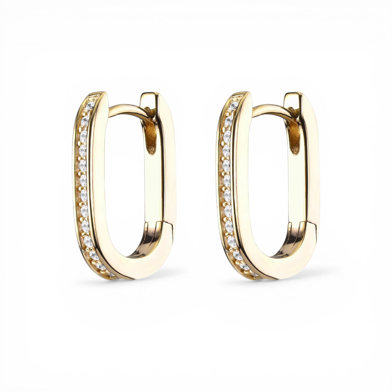 JETTE Creolen LUNA aus 925 Silber vergoldet in Gold mit Zirkonia für Damen, 11x16mm Ohrschmuck