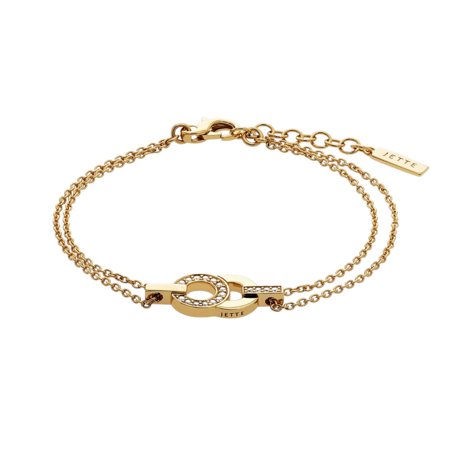 JETTE Armband SWING für Damen, 10mm, vergoldetes Silber 925 mit Zirkonia, 17-20cm, goldfarben