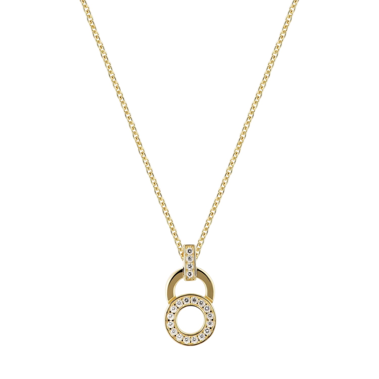 JETTE SWING Kette Damen, 48cm, goldfarben, 925 Silber vergoldet mit Zirkonia, längenverstellbar