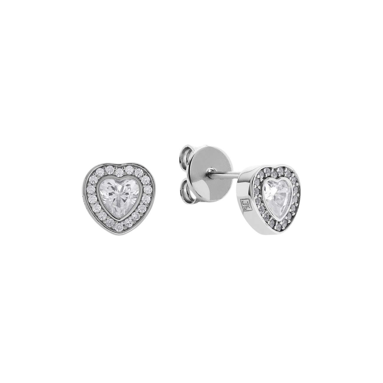 JETTE Ohrstecker BELOVED aus 925 Silber mit Zirkonia, 7,5mm, eleganter Damenschmuck in Silberfarben