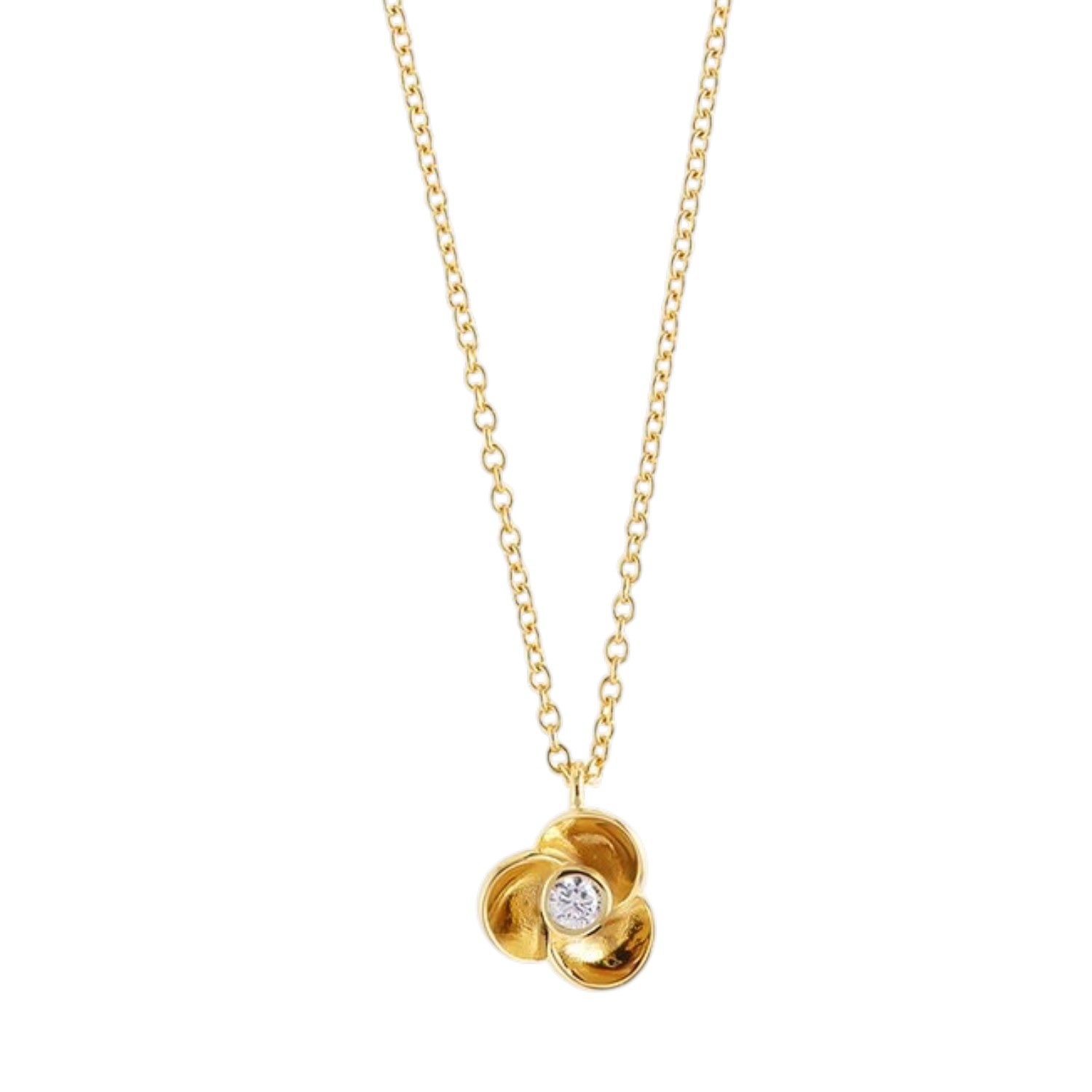 JETTE Kette FLOWERS Damen 925 Silber vergoldet mit Zirkonia, 45-48 cm, goldfarben, elegant und stilvoll
