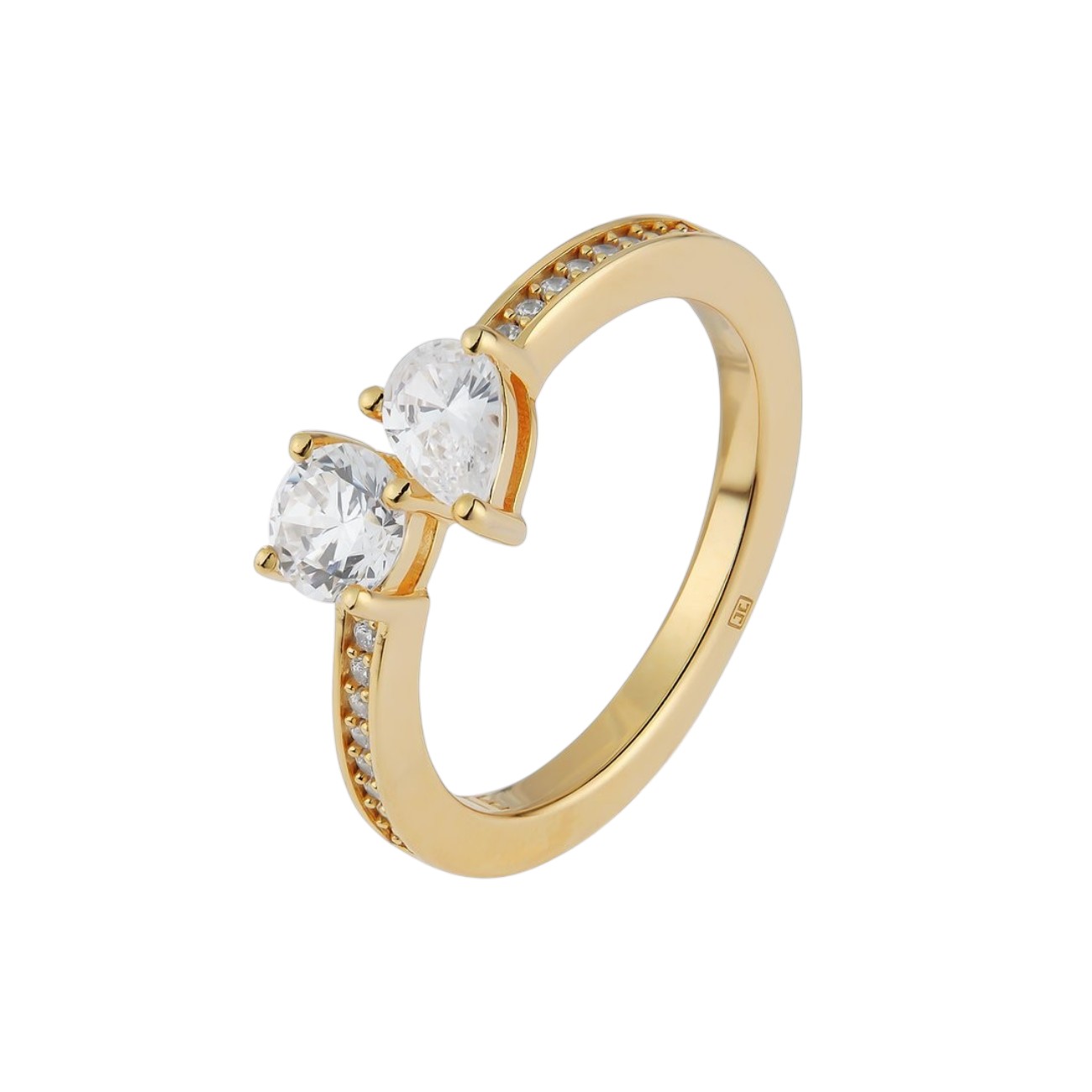 Damenring ETERNAL von JETTE, 925 Silber vergoldet, goldfarben, Zirkonia, Ringgröße 57, 2mm breit