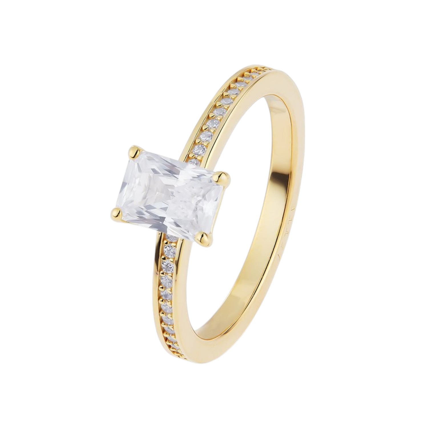 Damenring ETERNAL von JETTE, 925 Silber vergoldet, goldfarben, Zirkonia, Größe 55, eleganter Schmuck für