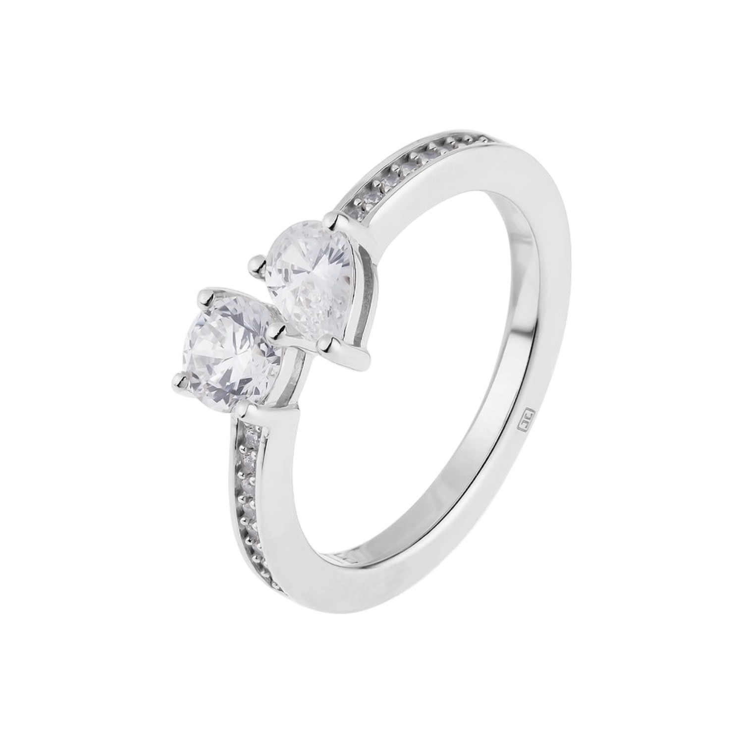 Damenring ETERNAL von JETTE aus 925er Silber mit Zirkonia, 2mm, Ringgröße 55, silberfarben