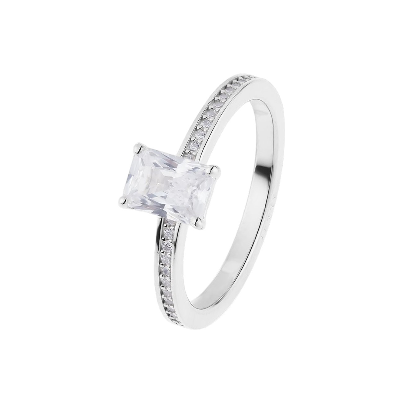 Damenring ETERNAL von JETTE aus 925er Silber mit Zirkonia, 2mm, Größe 57, silberfarben