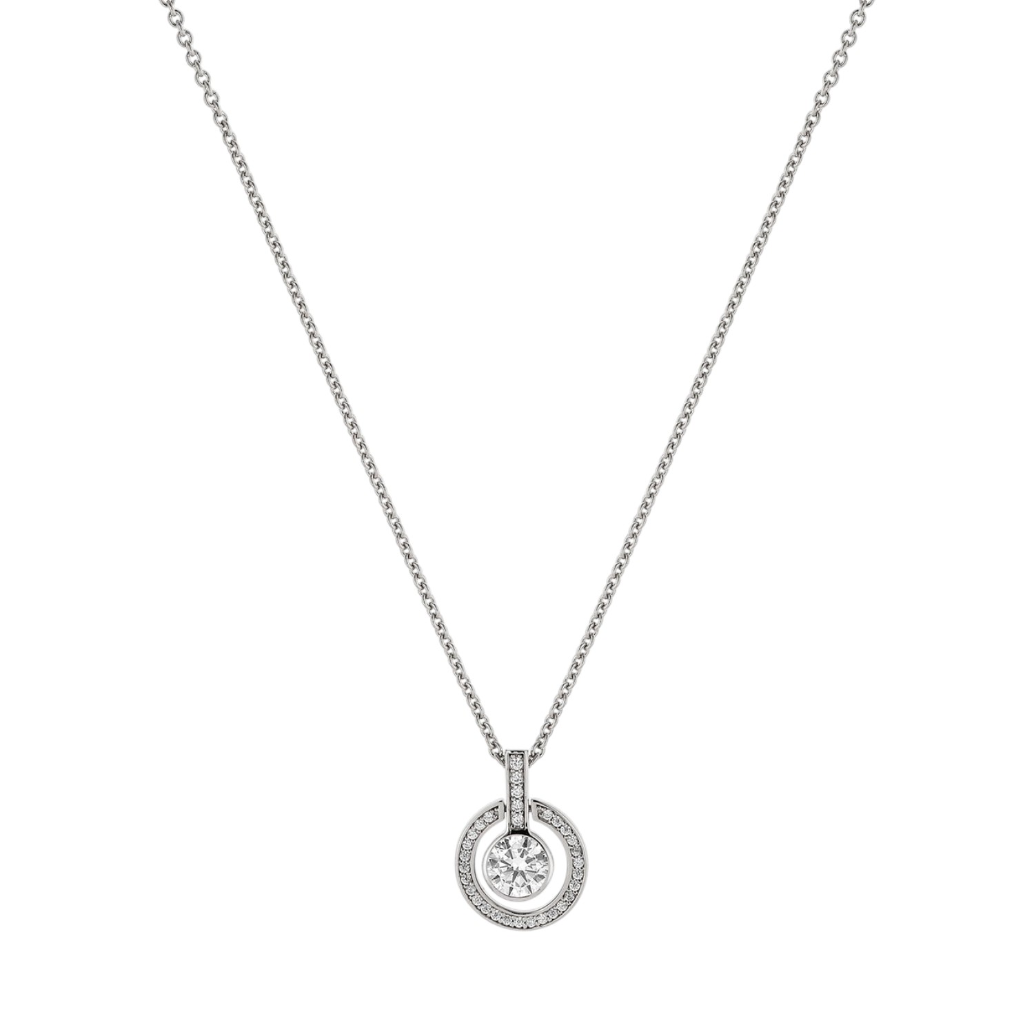 JETTE Kette DIAMOND Damen, verstellbar, 925 Silber mit Zirkonia, 48 cm, silberfarben, 17x13 mm