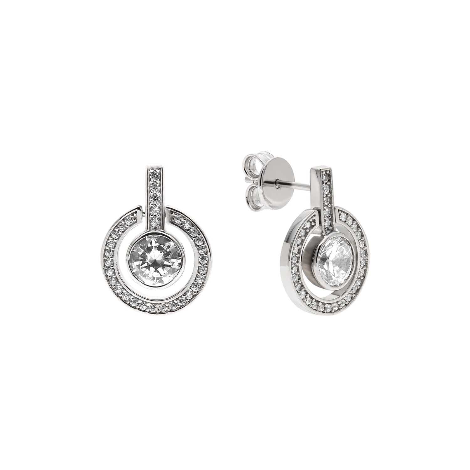 JETTE Ohrhänger DIAMOND aus 925 Silber mit Zirkonia für Damen, 13x17mm, silberfarben