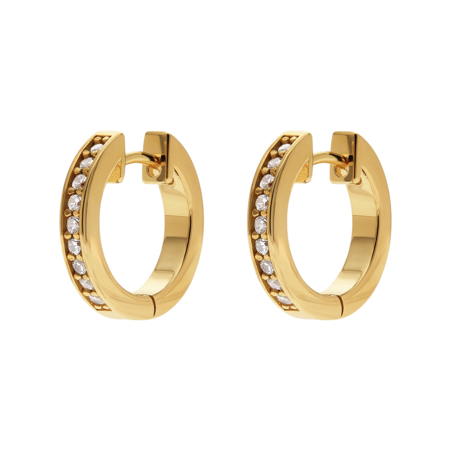JETTE Creolen ENDLESS 2,8x15mm goldfarben aus 925 Silber mit Zirkonia Schmuck für Damen