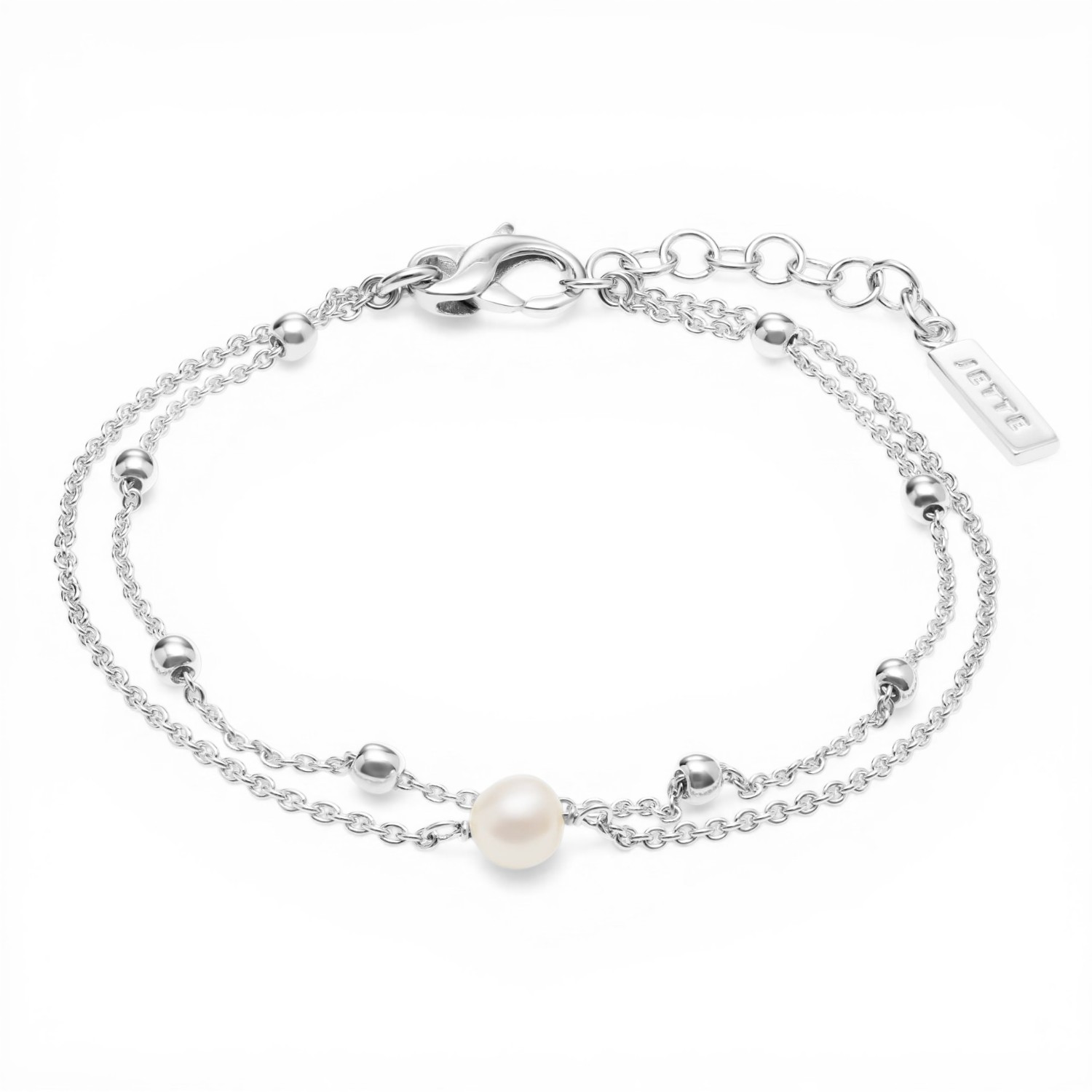 JETTE Armband JOY für Damen aus 925 Silber mit Süsswasser-Perlen in Silber und Weiß, 17-20 cm