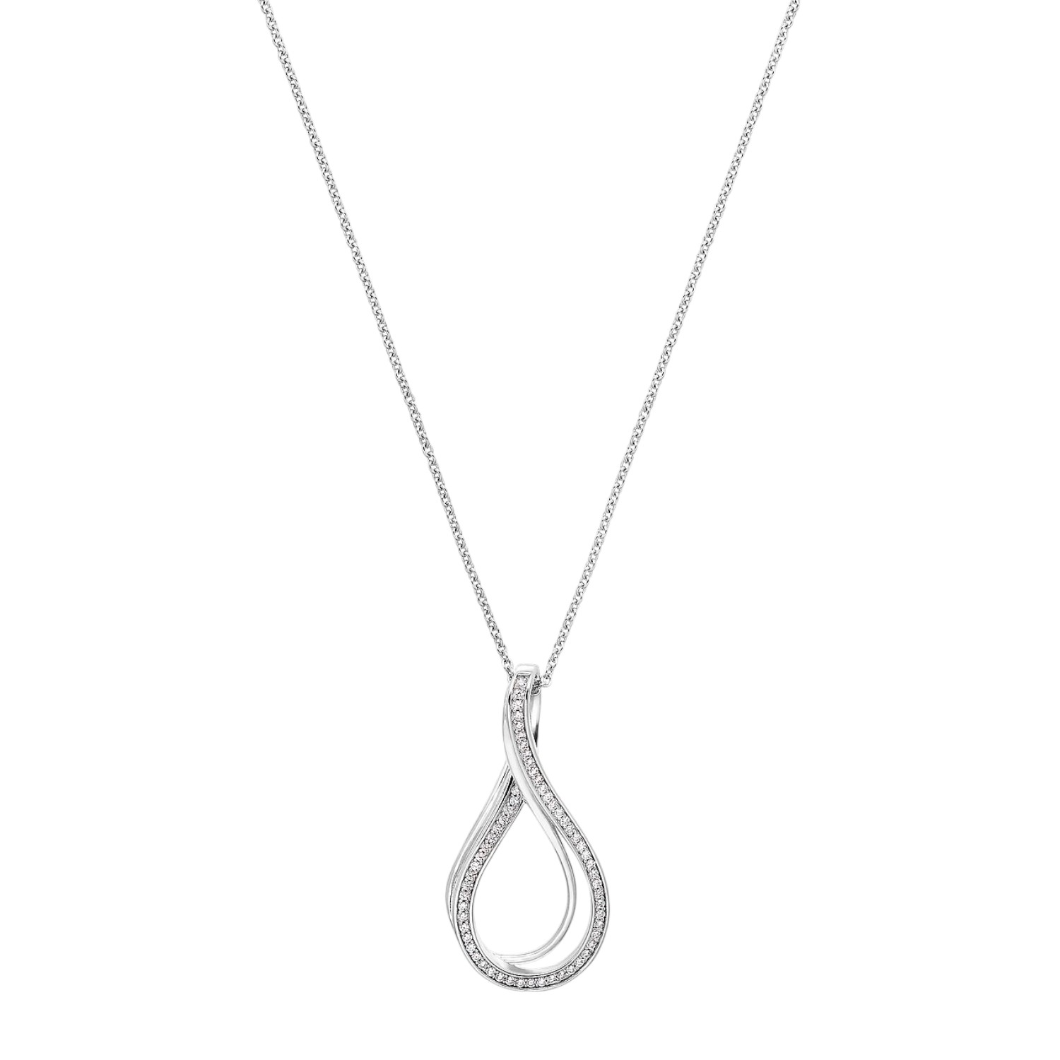 JETTE INFINITY Kette für Damen aus 925 Silber mit Zirkonia, längenverstellbar, 70 cm, silberfarben