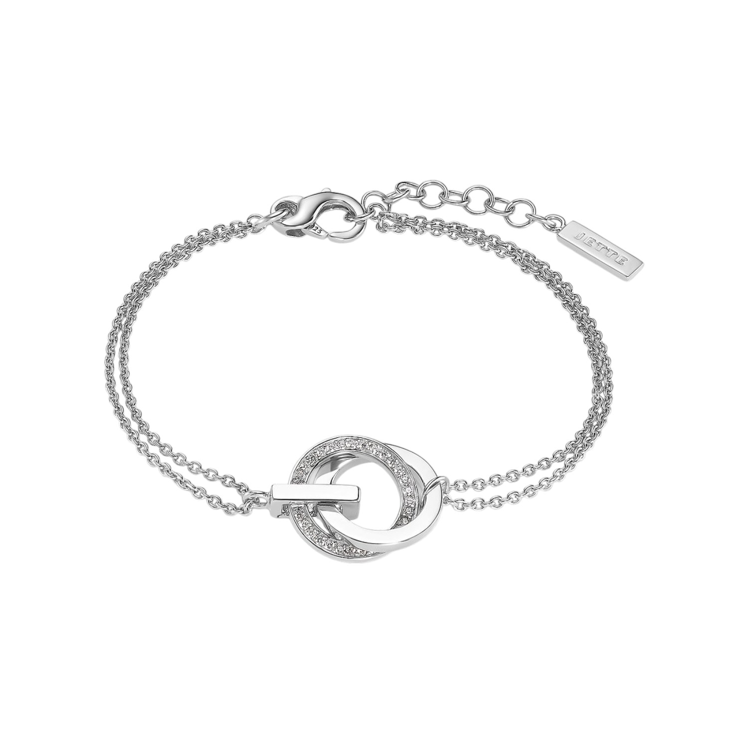 JETTE Armband SWING für Damen aus 925 Silber mit Zirkonia, silberfarben, 17-20 cm, eleganter Armschmuck