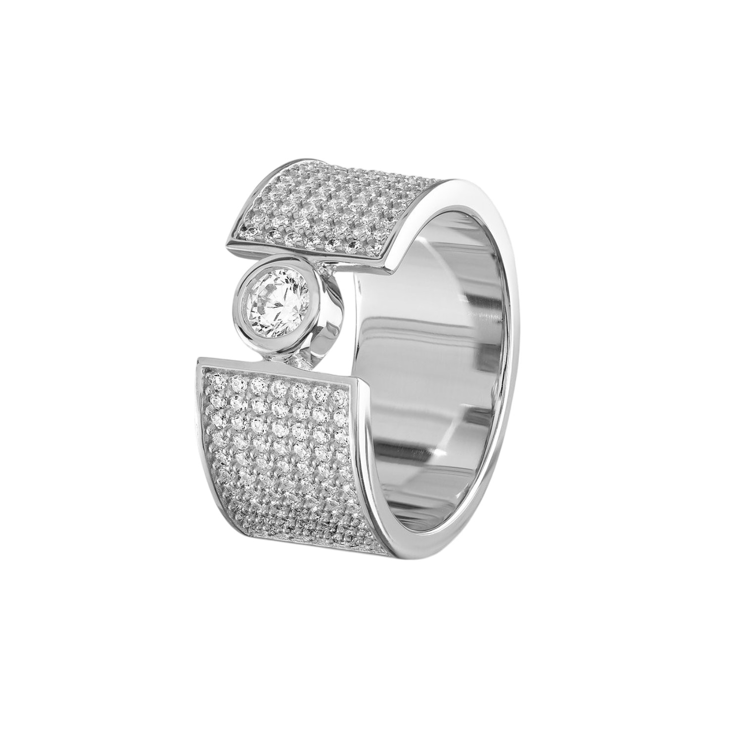 Damenring CASCADE von JETTE aus 925er Silber mit Zirkonia, 10mm, silberfarben, Größe 61