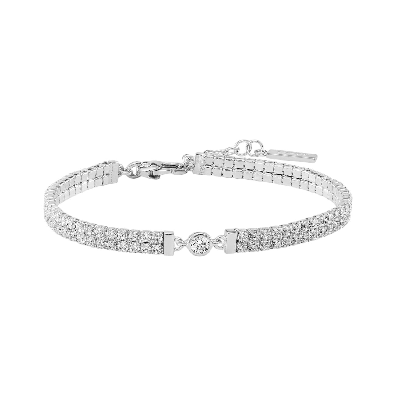 JETTE Armband CASCADE aus 925er Silber für Damen, silberfarben, 5mm, verstellbar 17-20cm, eleganter Armschmuck