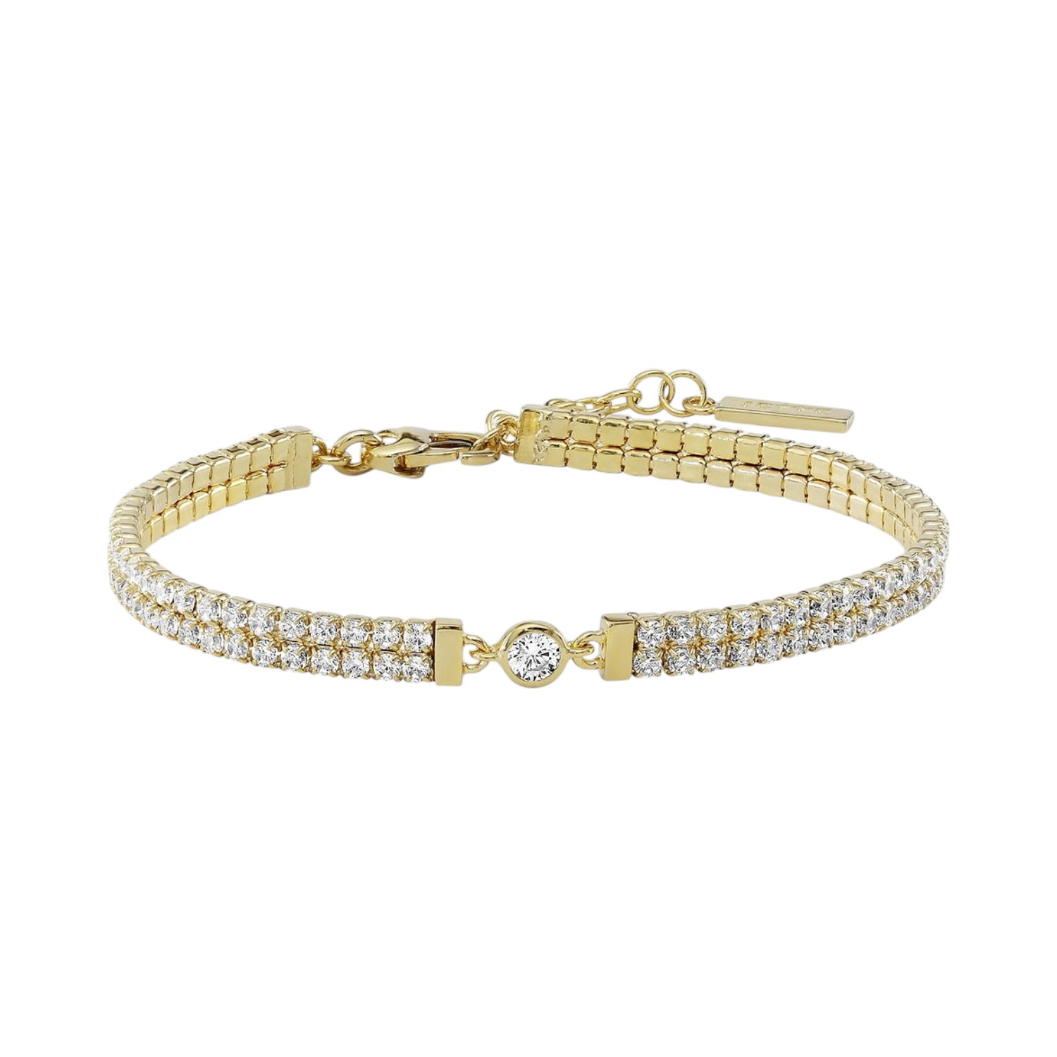 JETTE Armband CASCADE Damen 925 Silber vergoldet mit Zirkonia, goldfarben, 17-20cm, Armschmuck