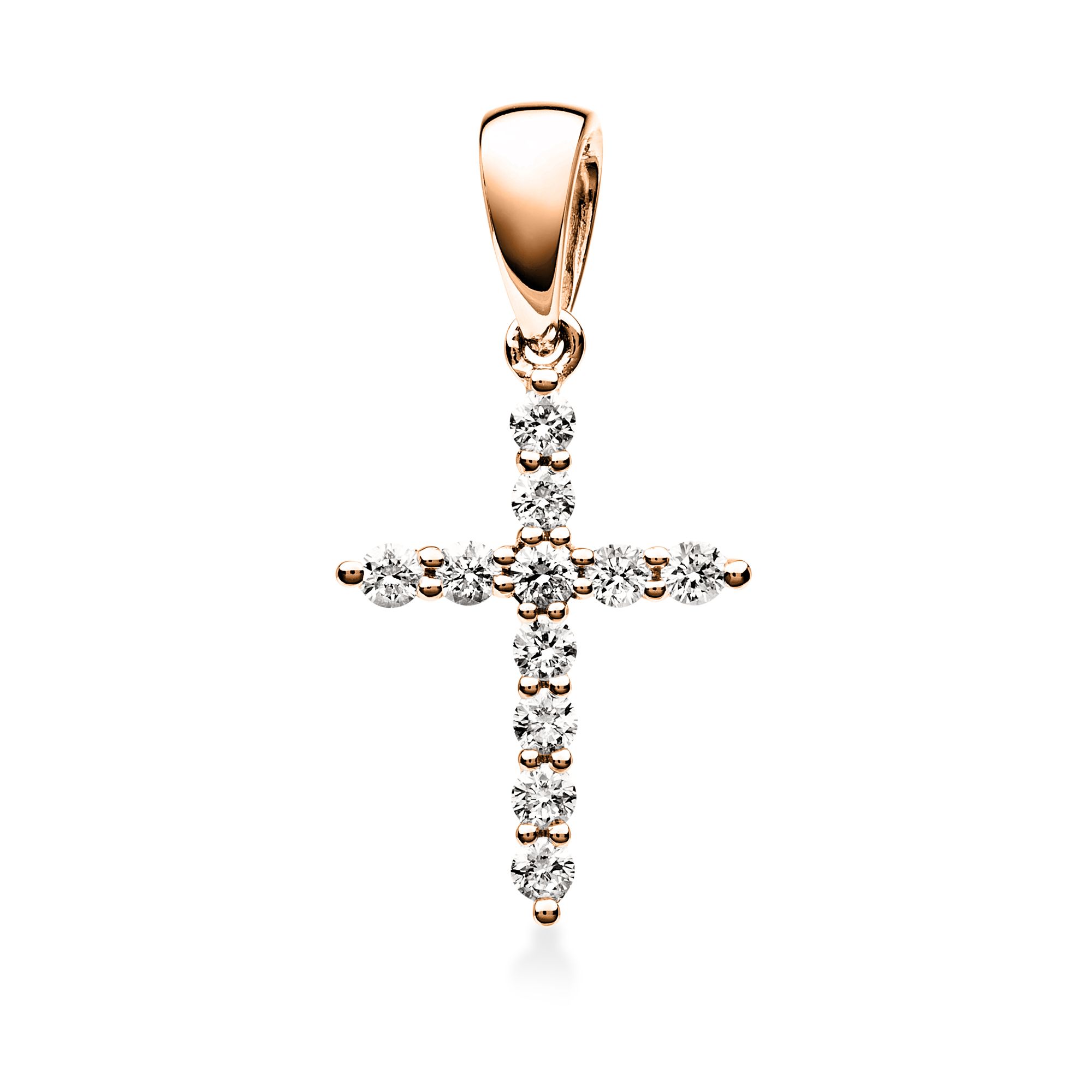 DiamondGroup Anhänger Kreuz aus 750er Gold mit 11 Brillanten 0,20ct für Damen, goldfarben, Top Wesselton