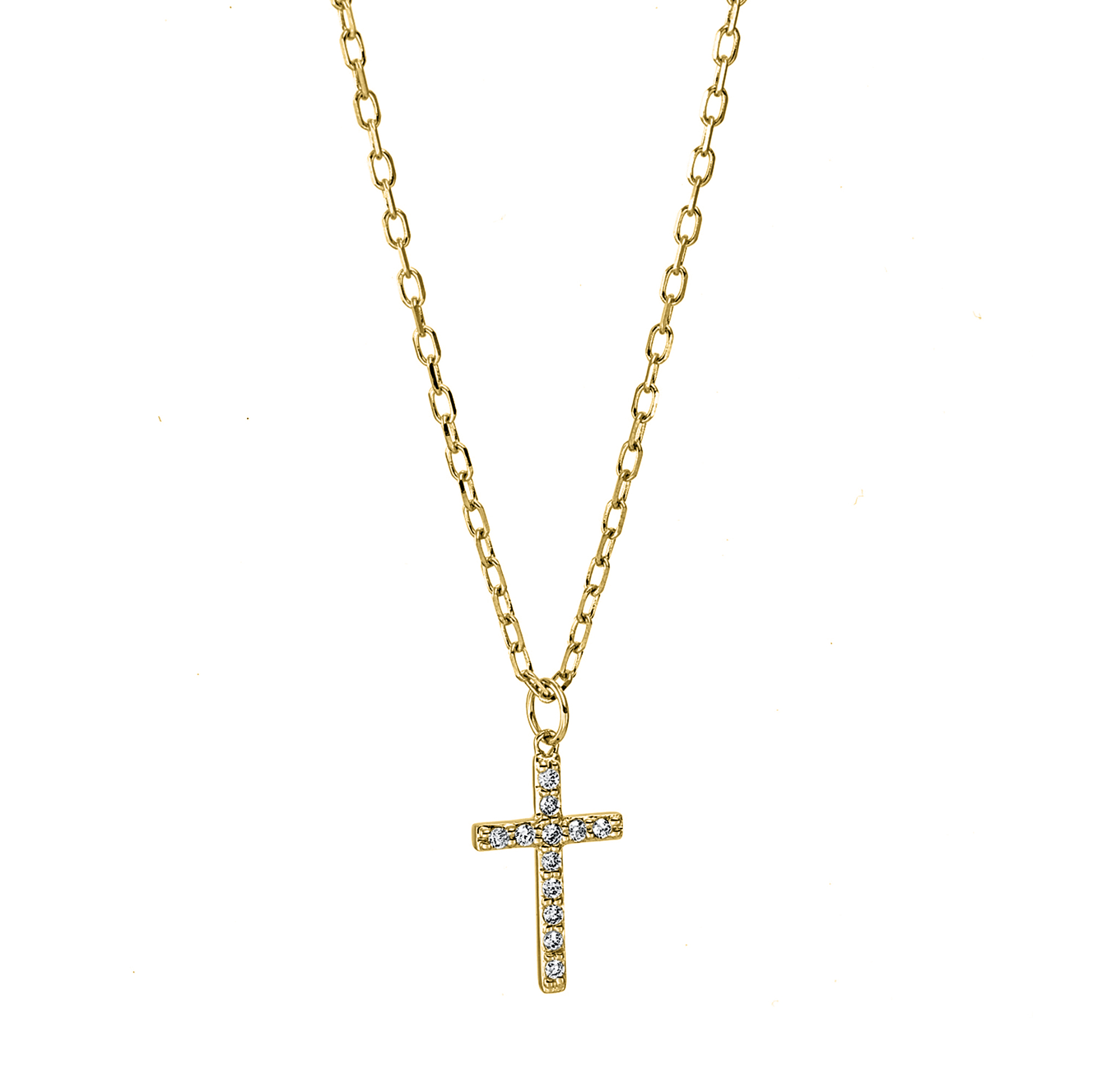 DiamondGroup Damen Collier Kreuz in Gold 750, 12 Brillanten 0,06ct, Kettenlänge 45,5 cm