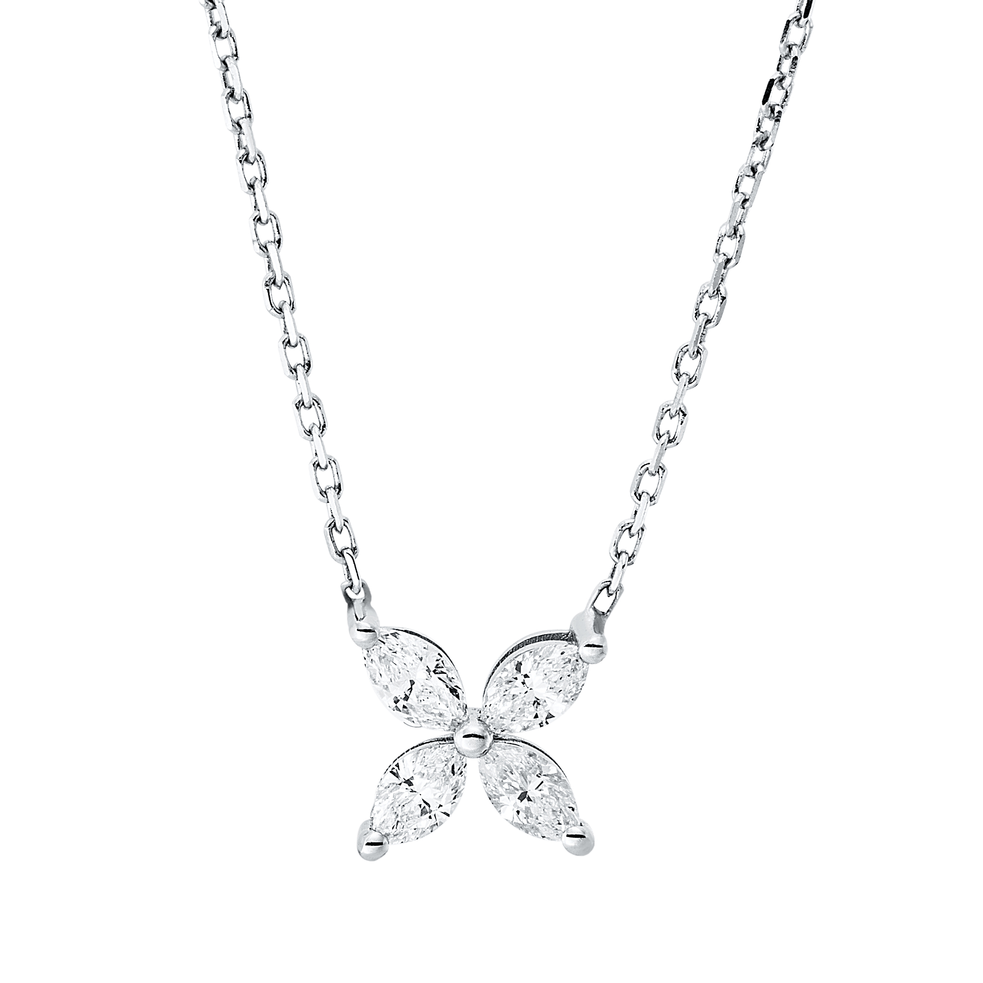 DiamondGroup Collier mit Navette-Anhänger 0,40ct aus 750er Gold für Damen, silberfarben, 46cm Kettenlänge