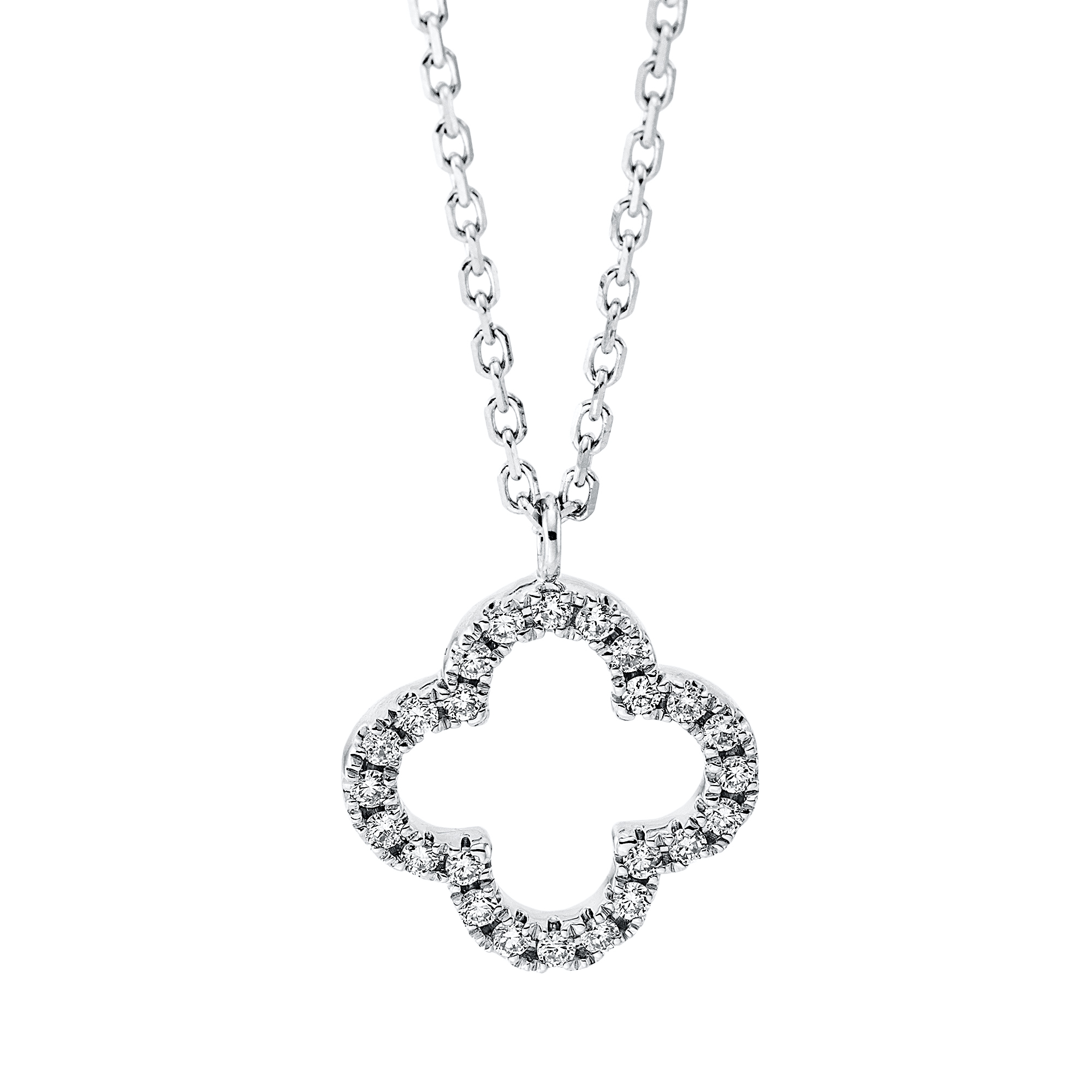 DiamondGroup Collier mit 0,19ct Brillanten, 750er Gold, silberfarben, Damen, 40/43cm Kettenlänge