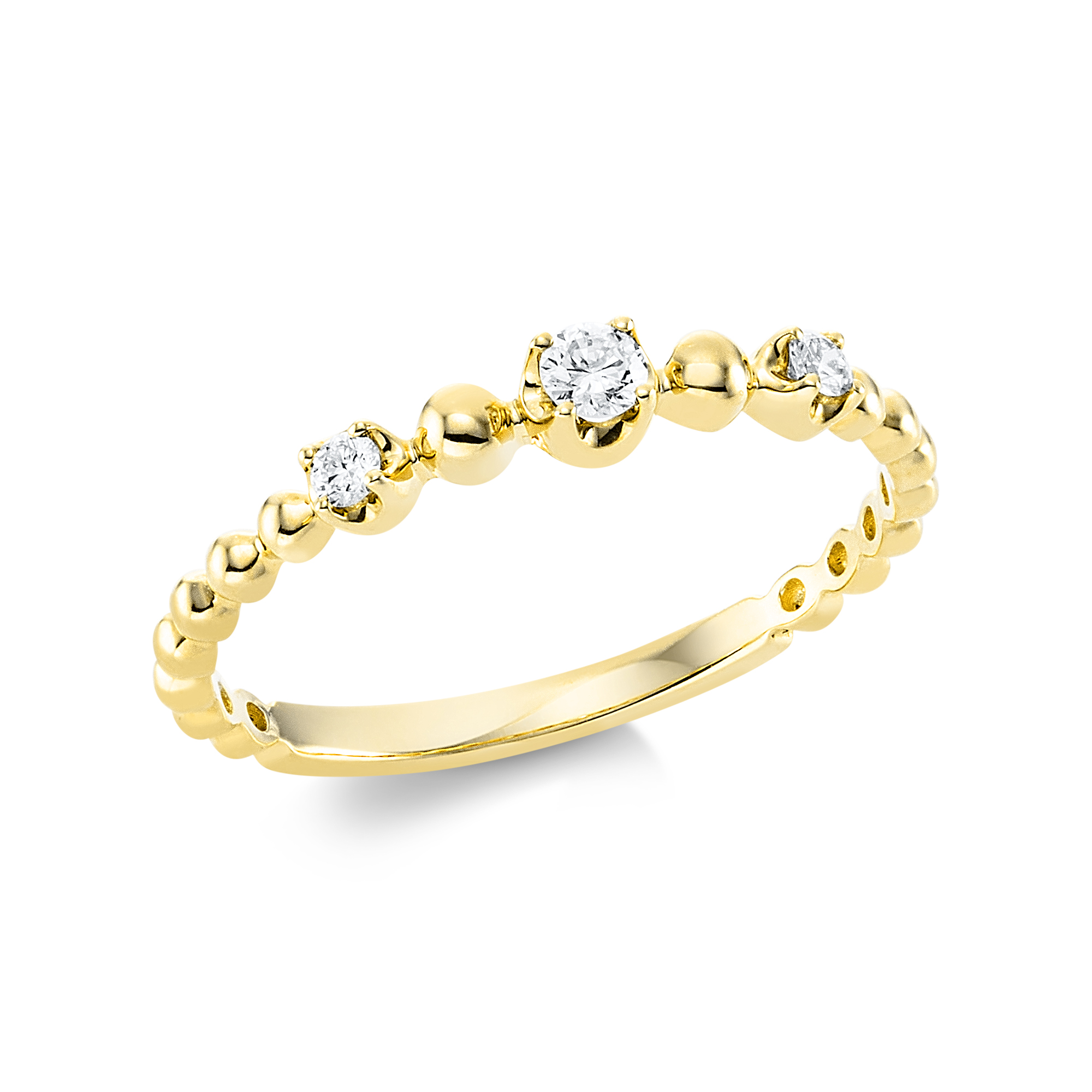 DiamondGroup Kugelring für Damen aus 750er Gold mit 3 Brillanten 0,12ct - Verlobungsring in Goldfarben