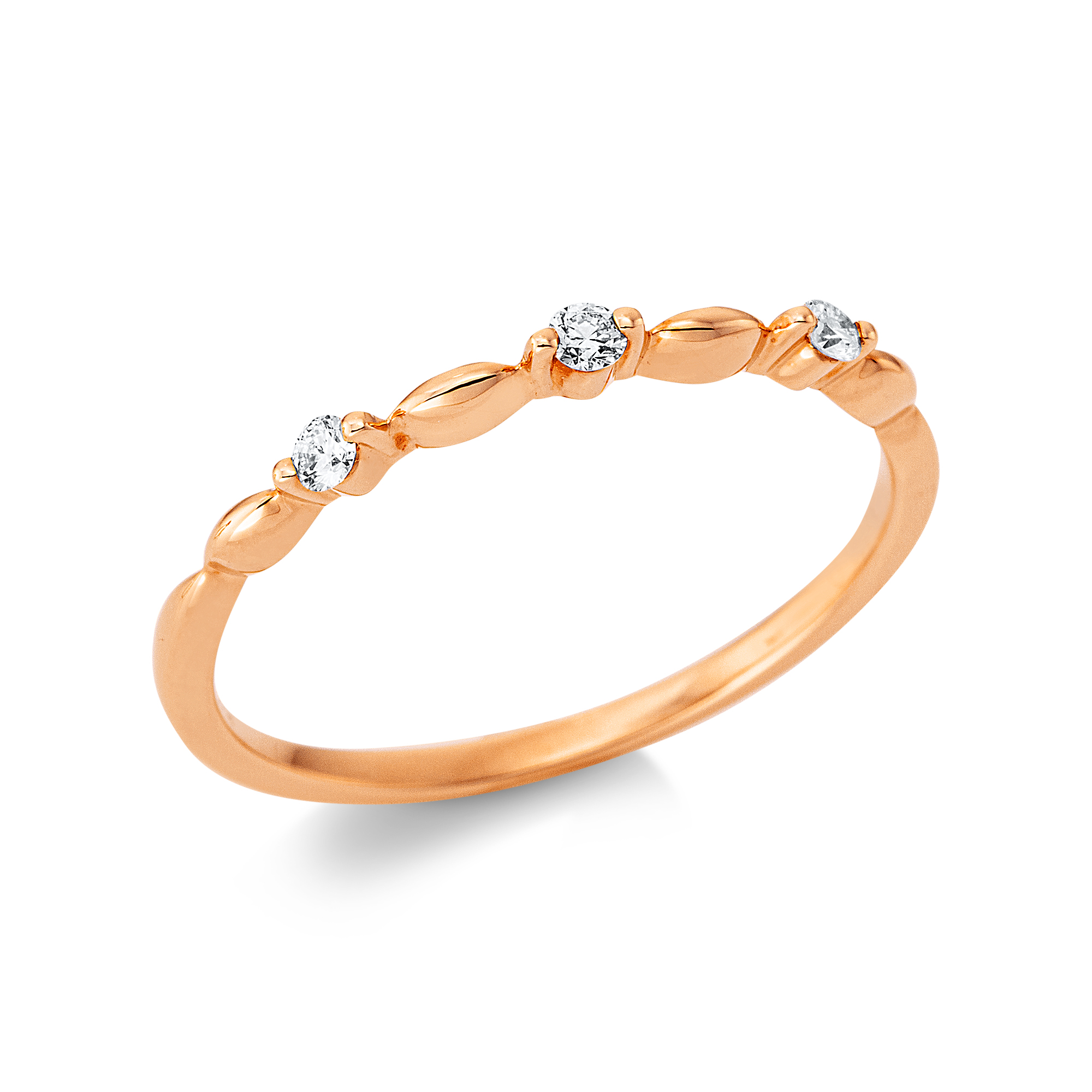 Verlobungsring Damen mit 3 Brillanten aus 750er Roségold, Top Wesselton, Ringgröße 50, DiamondGroup
