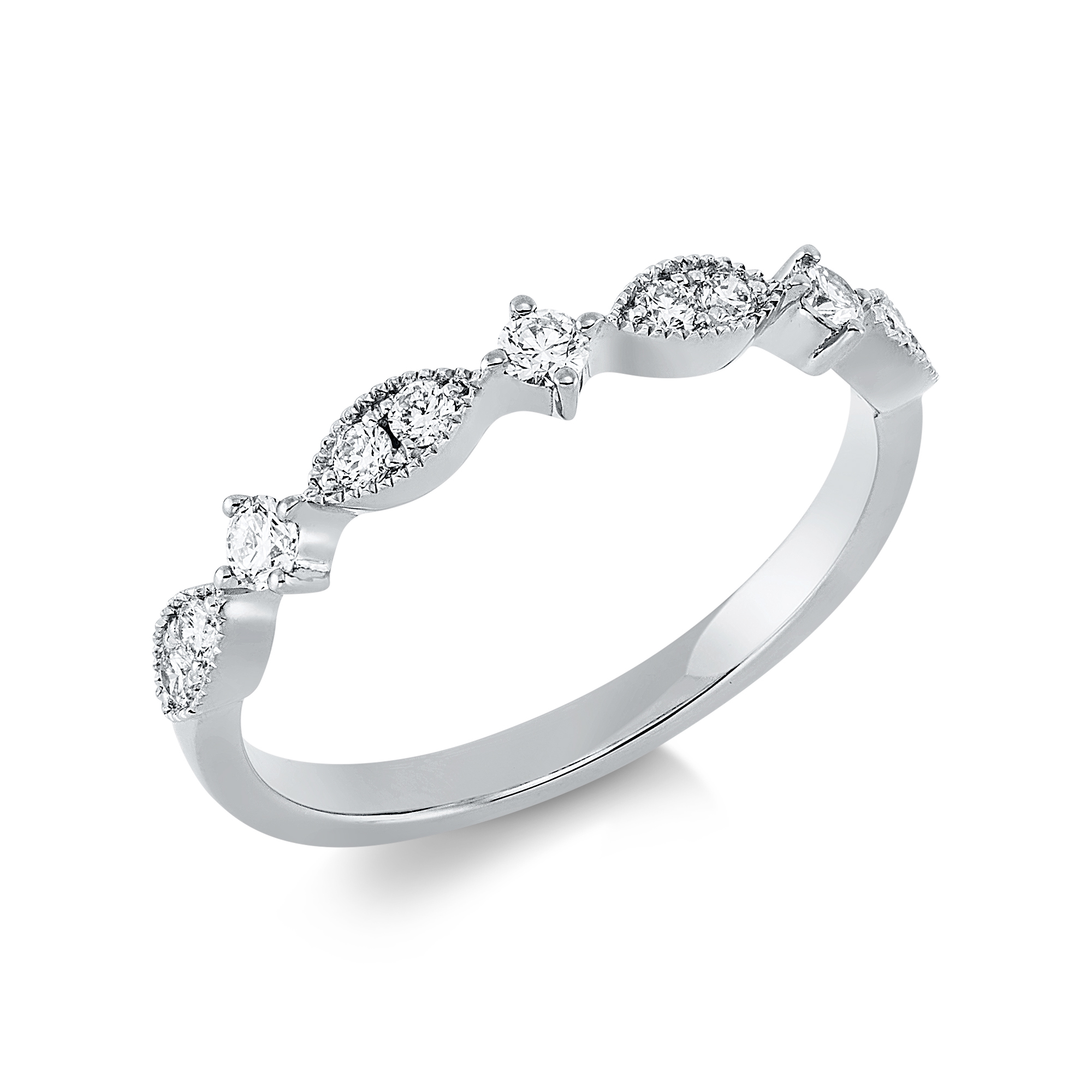 DiamondGroup Damenring 950 Pt Platin mit 11 Brillant-Diamanten, 0,23 ct, Verlobungsring, silberfarben, 3mm