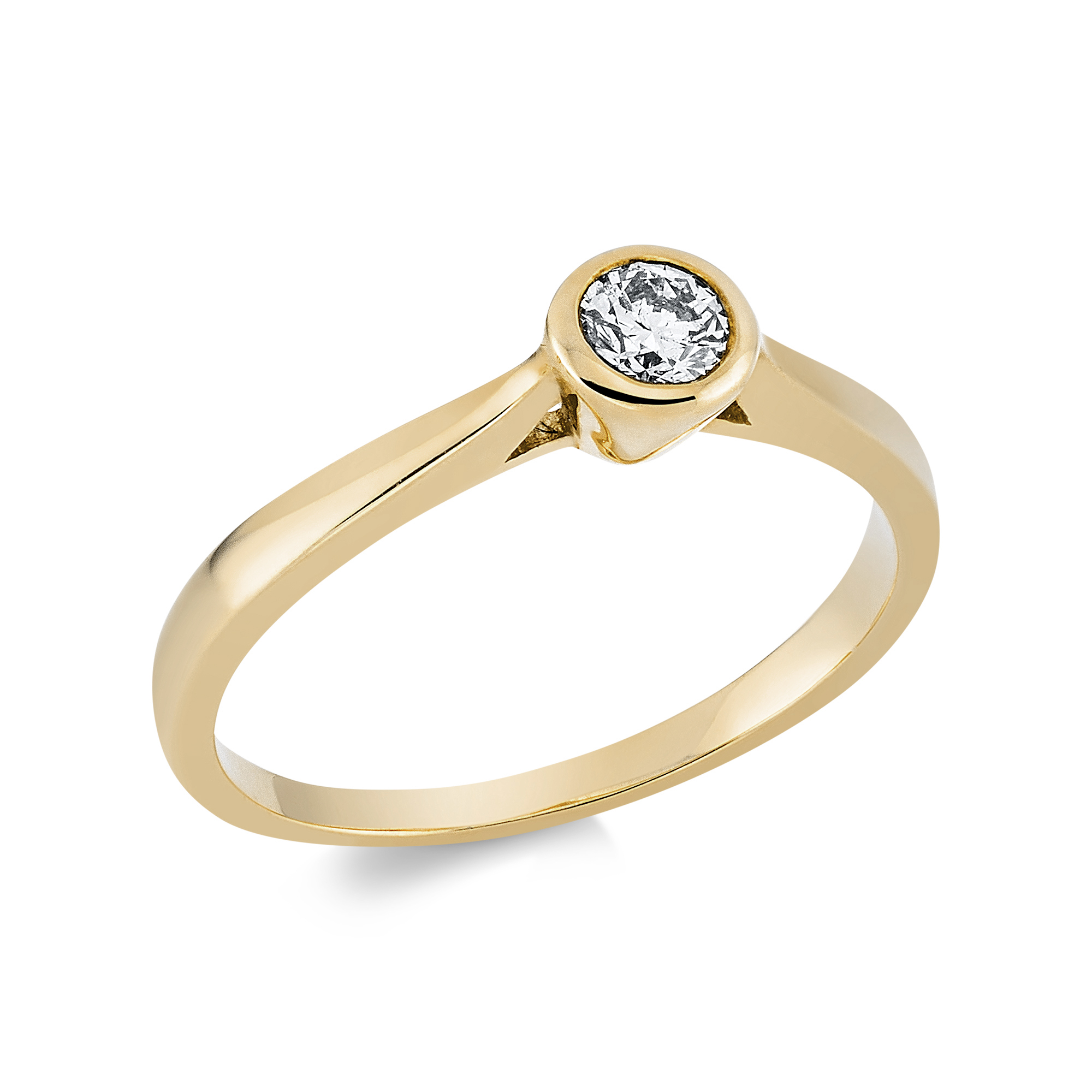 Verlobungsring mit 0,19 ct Brillant in 750 Gelbgold für Damen - DiamondGroup, Wesselton-Weiß, Größe 56