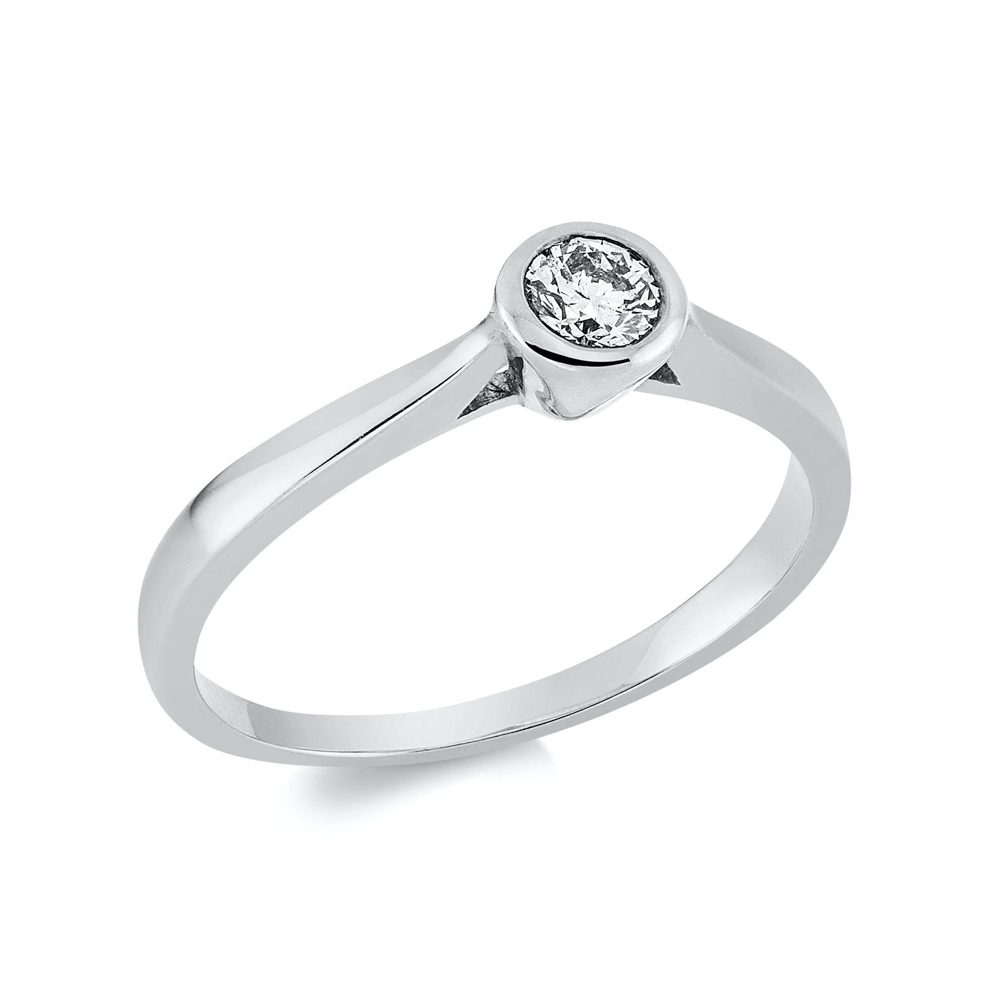 Verlobungsring mit Brillant aus 750 Weißgold für Damen, 0,19 ct, Wesselton-Weiß, Ringgröße 54 - DiamondGroup