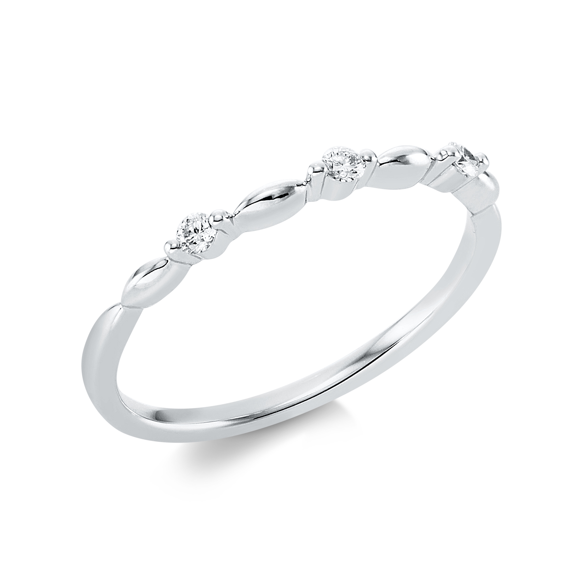 DiamondGroup Damenring mit 3 Brillanten 0,08ct aus Platin, silberfarben, Verlobungsschmuck