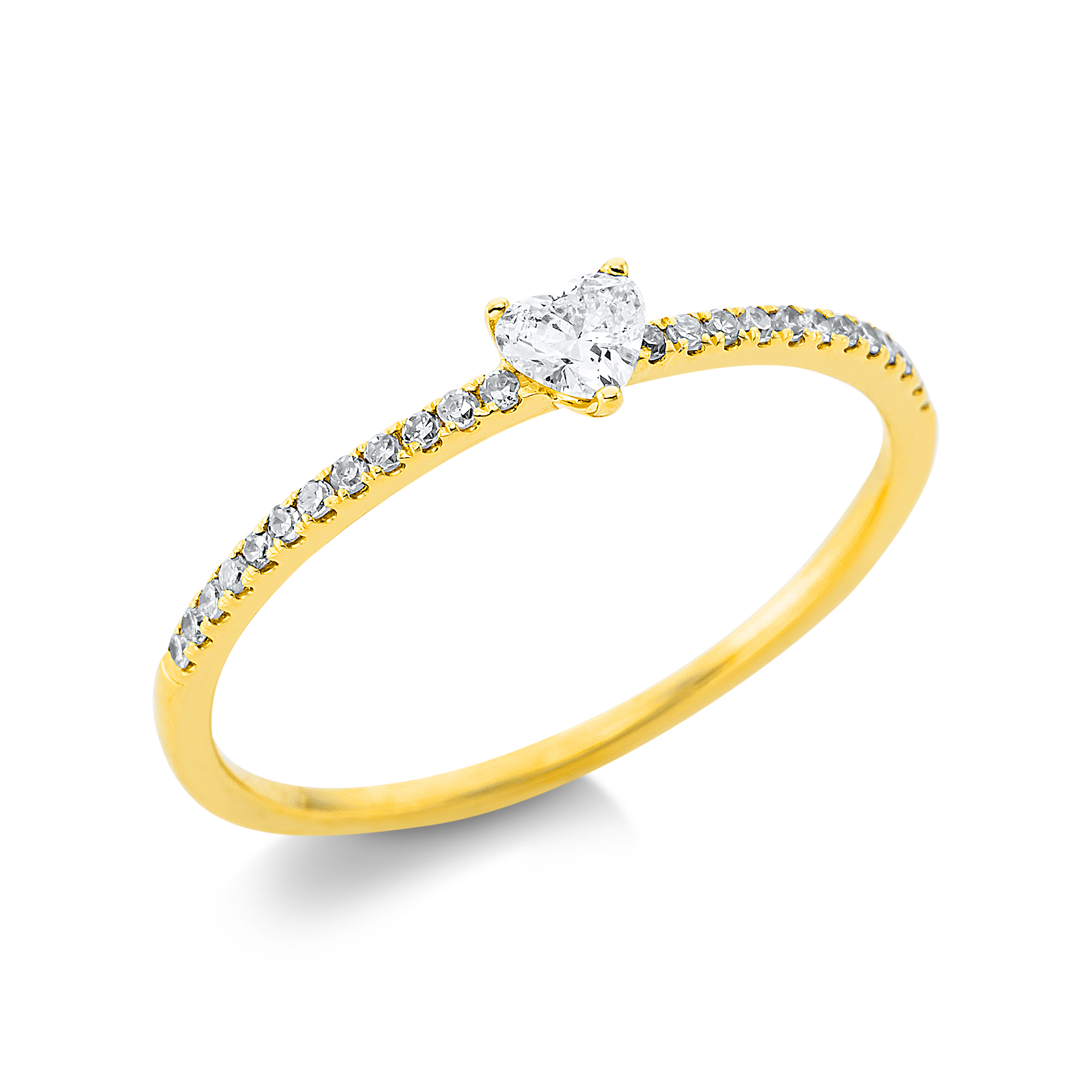 DiamondGroup Damenring 3er-Krappe GG Herz mit 24 Diamanten, goldfarben, Verlobung, Ringgröße 54