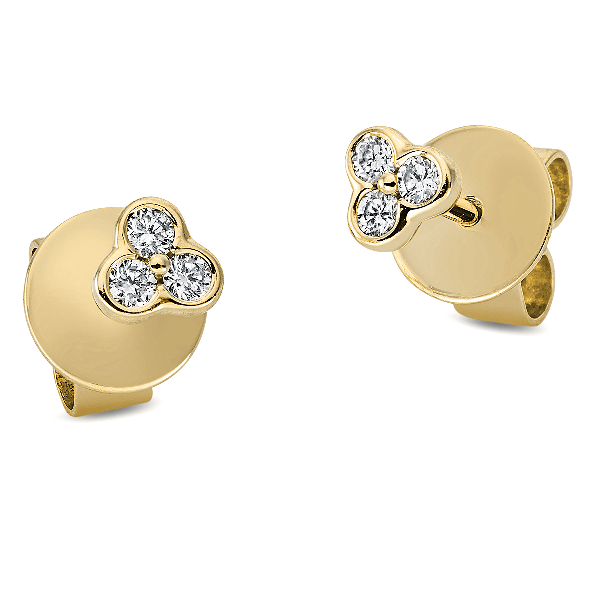 DiamondGroup Ohrstecker 18 kt GG Damen in Gold mit 6 Brillant-Diamanten, ca. 0,1 ct, Top Wesselton Weiß