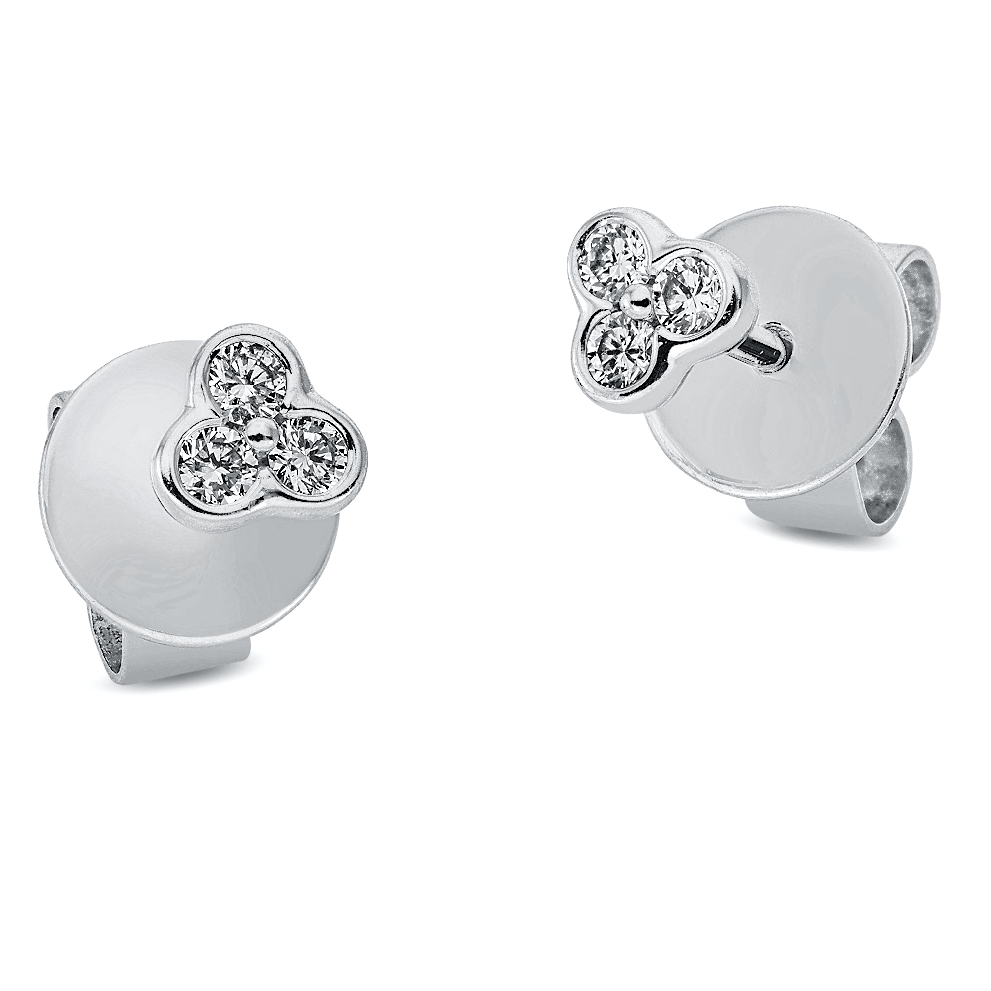 DiamondGroup Ohrstecker mit 6 Brillianten 0,10ct in 750er Gold, silberfarben, Damen, 3,9mm