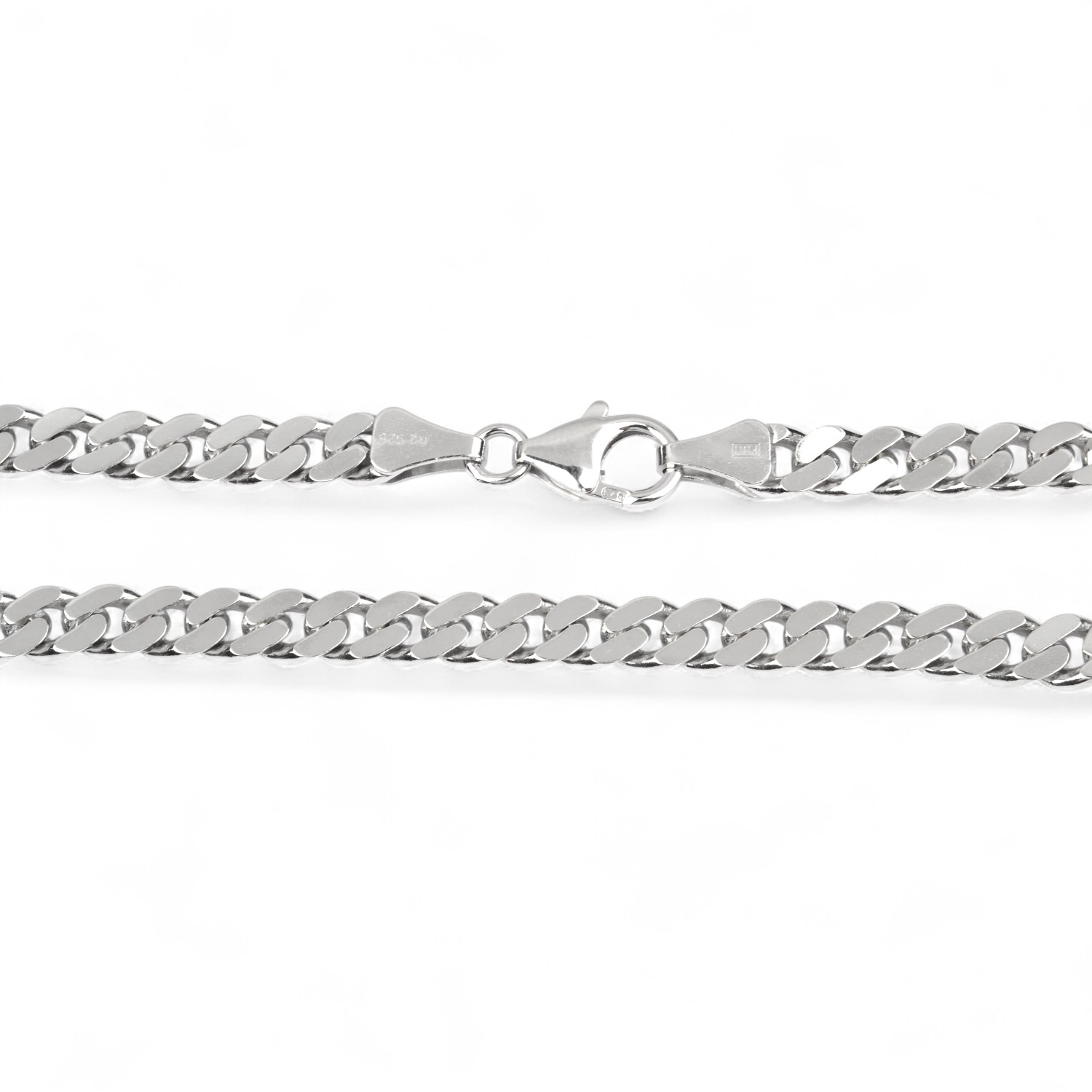 Schmidt Panzerarmband aus 925er Silber für Herren und Damen, 19 cm, 5,4 mm, silberfarben, eleganter Armschmuck