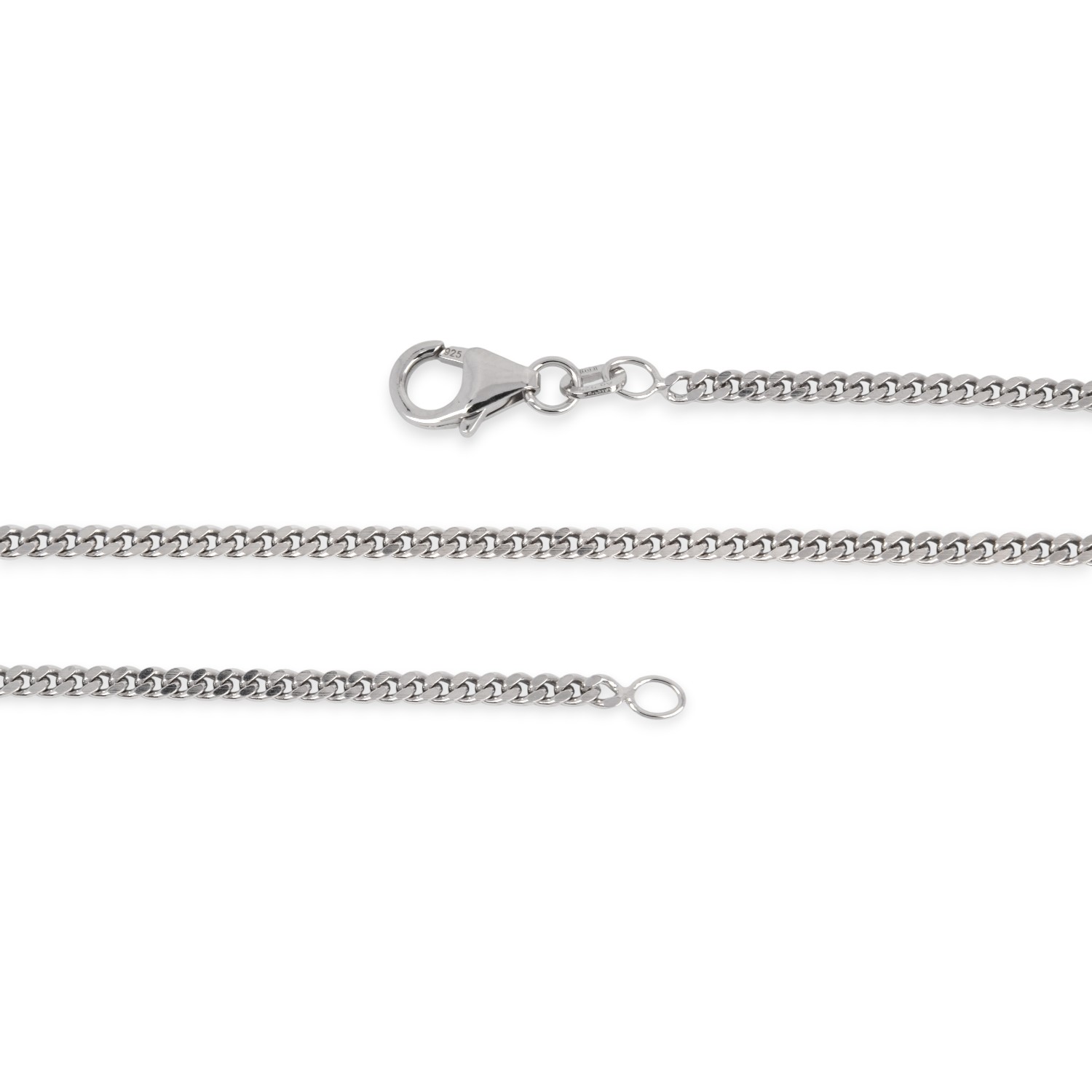 Schmidt Panzerkette 925 Silber Damen 50 cm, 2,4x1,1mm, elegante Kette in Silberfarben für jeden Anlass