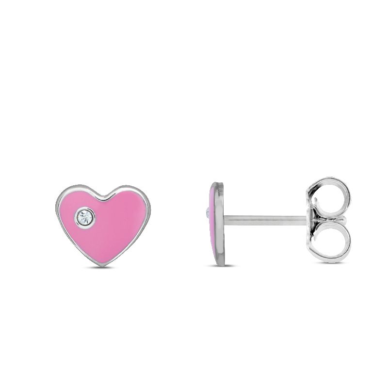 Schmidt Ohrstecker Silber 925 für Damen & Kinder mit rosa Zirkonia, Ø 5mm, eleganter Ohrschmuck