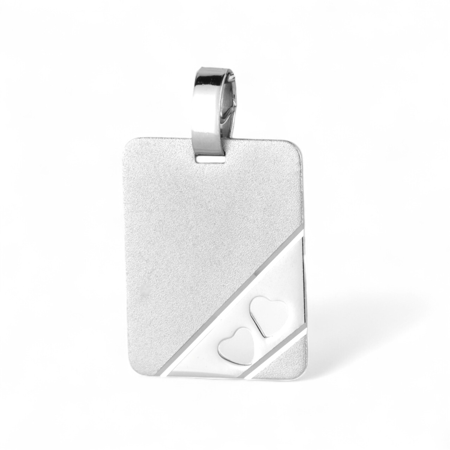 Schmidt Gravurplatte für Damen, 925 Silber, 18x14mm Anhänger, silberfarben, personalisierbar