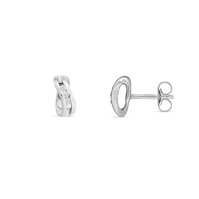 Schmidt Ohrstecker Silber 925 für Damen mit Zirkonia, Ø ca. 9mm, eleganter Ohrschmuck in Silberfarben