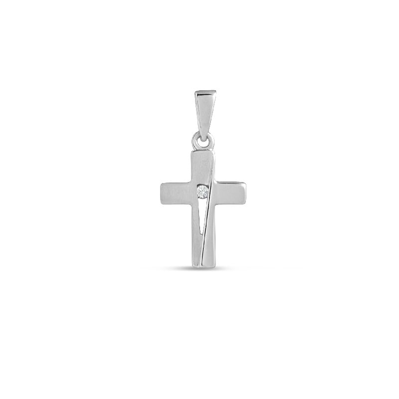 Kreuzanhänger Silber 925 von Schmidt für Damen & Kinder mit Zirkonia, Ø 15mm, elegantes Design
