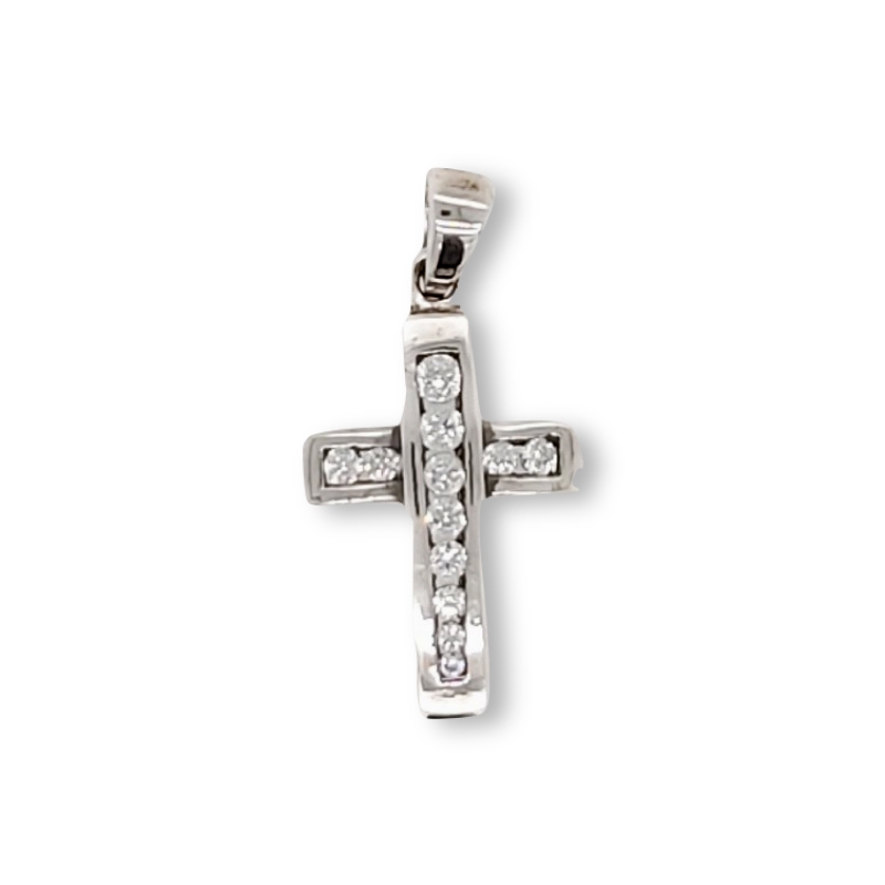 Schmidt Kreuzanhänger aus 925 Silber für Damen und Kinder mit Zirkonia, Ø ca. 15mm, silberfarben