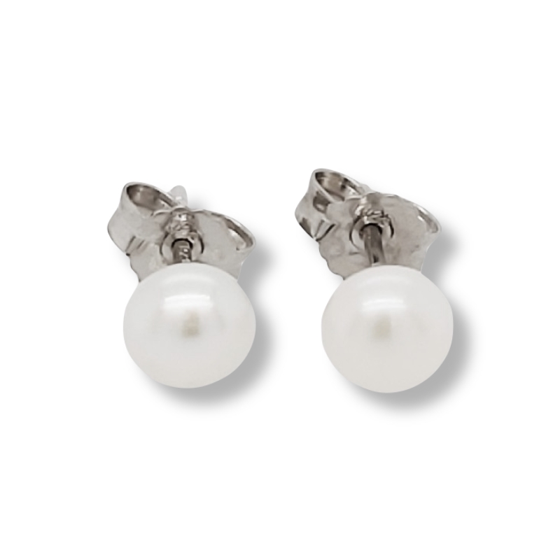 Schmidt Perl-Ohrstecker Silber 925 mit Süsswasser-Perlen für Damen, Ø 6mm, eleganter Ohrschmuck in Silber und