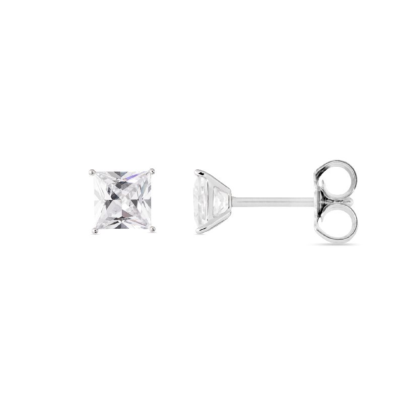 Schmidt Ohrstecker Silber 925 für Damen mit Zirkonia, Ø 4mm, eleganter Ohrschmuck in Silberfarben