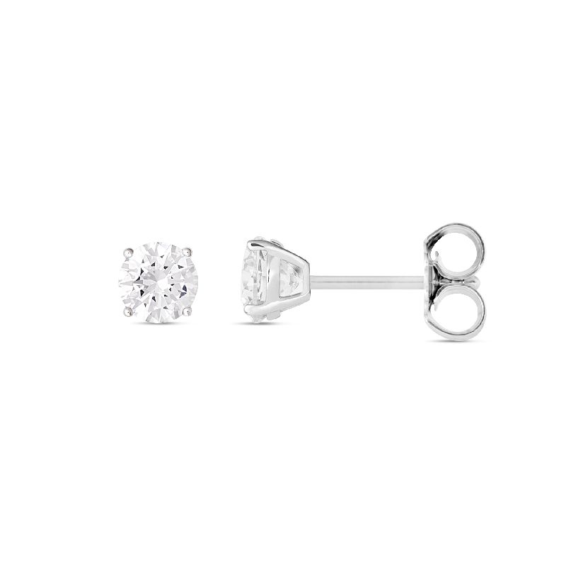 Schmidt Ohrstecker Silber 925 für Damen mit Zirkonia, Ø 4 mm, eleganter Ohrschmuck in Silberfarben