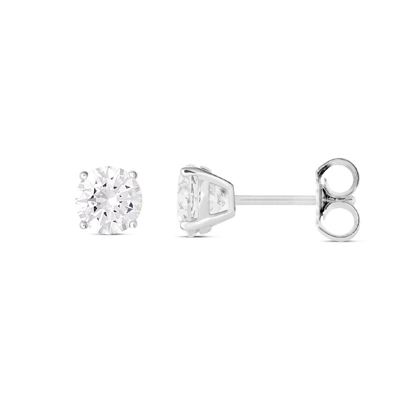 Schmidt Ohrstecker aus 925 Silber mit runden Zirkonia-Steinen für Damen, silberfarben